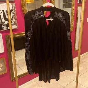 Free People Beaded Hippe Blouse